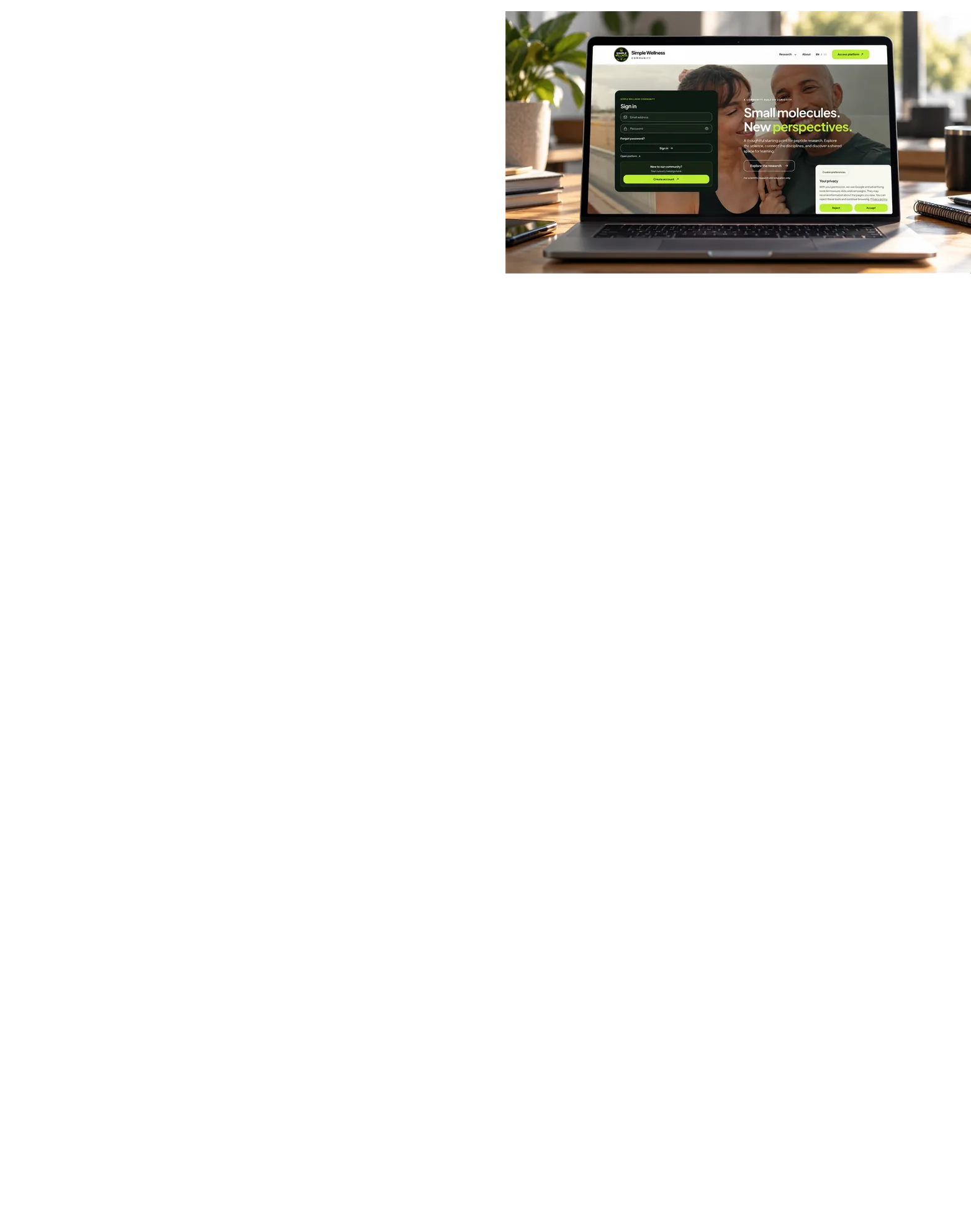 Desktop website design for Simple Wellness Community